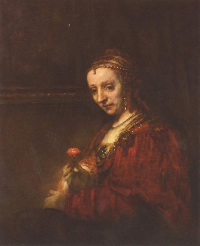 Рембрандт. Портрет женщины с алой гвоздикой