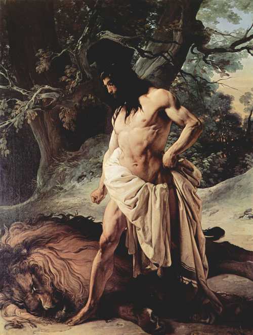 Самсон и лев. Франческо Хайец, 1842 г.