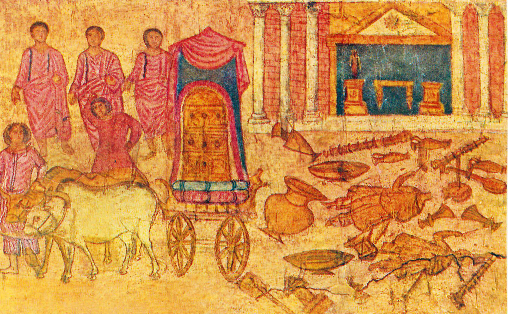Захваченный фиистимлянами Ковчег завета в храме Дагона. Фреска синагоги Дура-Европос (Сирия)