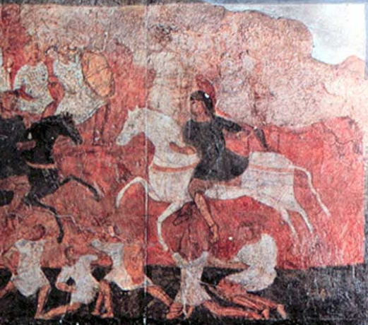 Битва при Эвен-Эзере (IСам. гл. 4). Фреска синагоги Дура-Европос (Сирия), 3 век