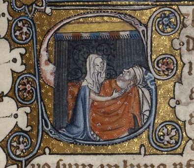 Наваль и Авигаиль. Миниатюра - John de Teye (documented 1361-1384)