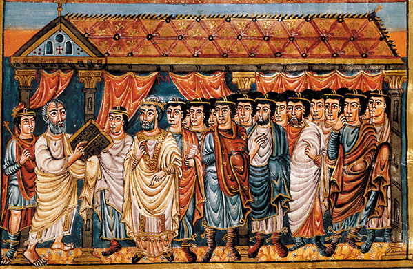 Моше наставляет израильтян. Библия Святого Карла II Лысого, 9 век