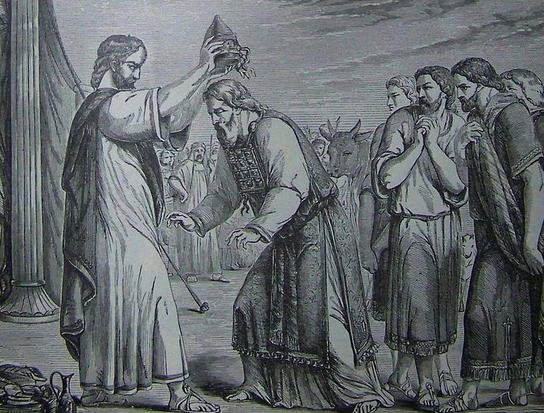 Посвящение Аарона и его сыновей. Иллюстрация к изданию Библии, 1890 .