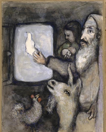Ноах выпускает голубя. Марк Шагал, 1931