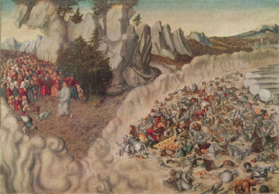 Египтяне тонут в Красном море. Лукас Кранах Старший, 1530