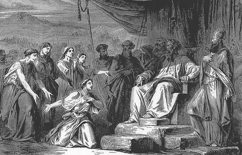 Дочери Целофхада обращаются к предводителям общины. Иллюстрация к изданию Библии, 1908