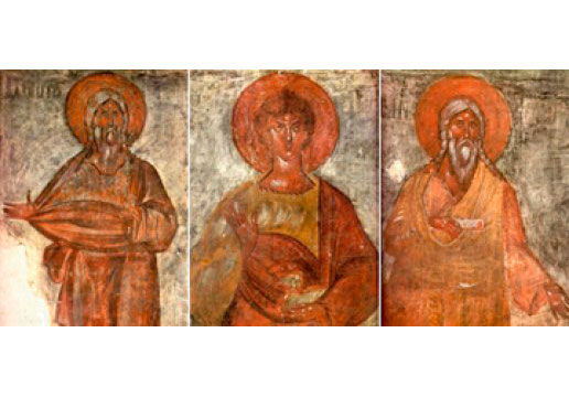 Праотцы Адам, Авель, Сиф. Фреска Феофана Грека, 1378