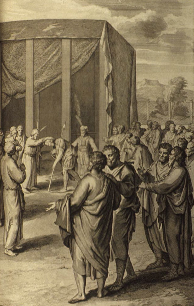Моше назначает Йеошуа своим преемником. Герард Хоет, 1728