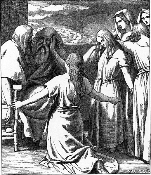 Дочери Целофхада. Иллюстрация к изданию Библии Чарльза Фостера, 1897