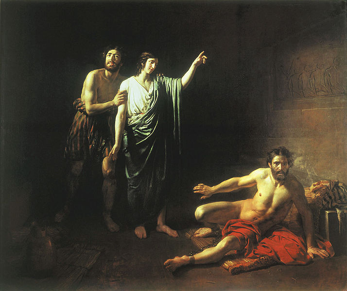 Иосиф, толкующий сны заключенным с ним в темнице виночерпию и хлебодару. Александр Иванов, 1827