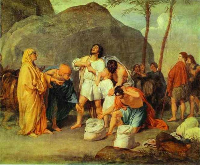 Братья Йосефа находят серебряную чашу в мешке Биньямина. Александр Иванов, 1831-1833
