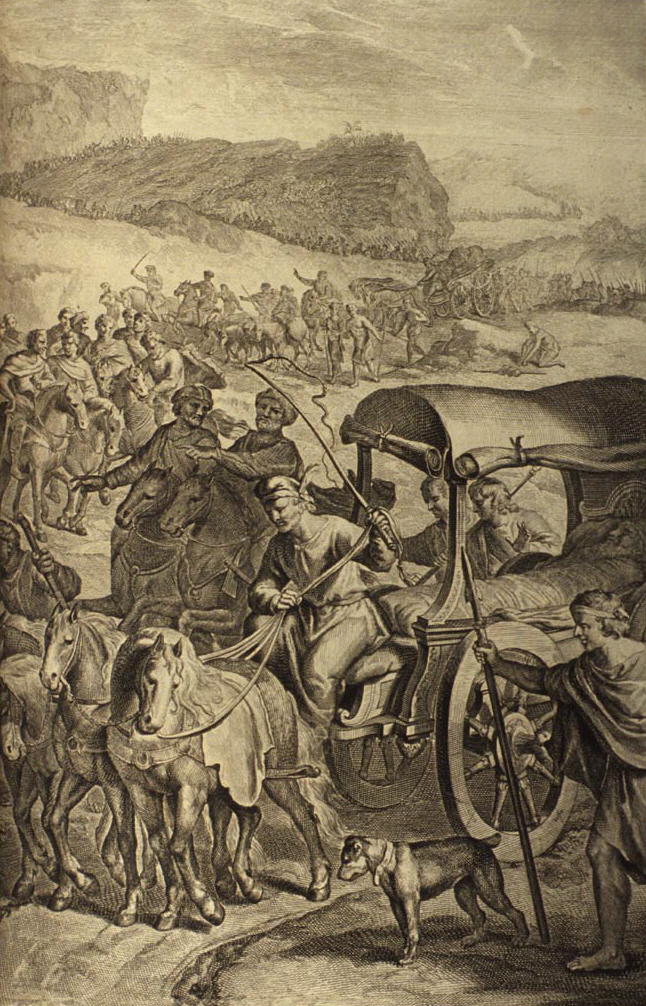 Тело Йаакова доставляют в Кенаан для захоронения. Иллюстрация Герарда Хоета, 1728