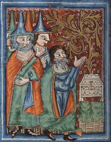 Моше и ковчег Завета. Миниатюра, ок. 1350 г.