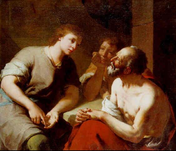 Йосеф толкует сны пекаря и виночерпия. Доменико Маджотто, XVIII в.