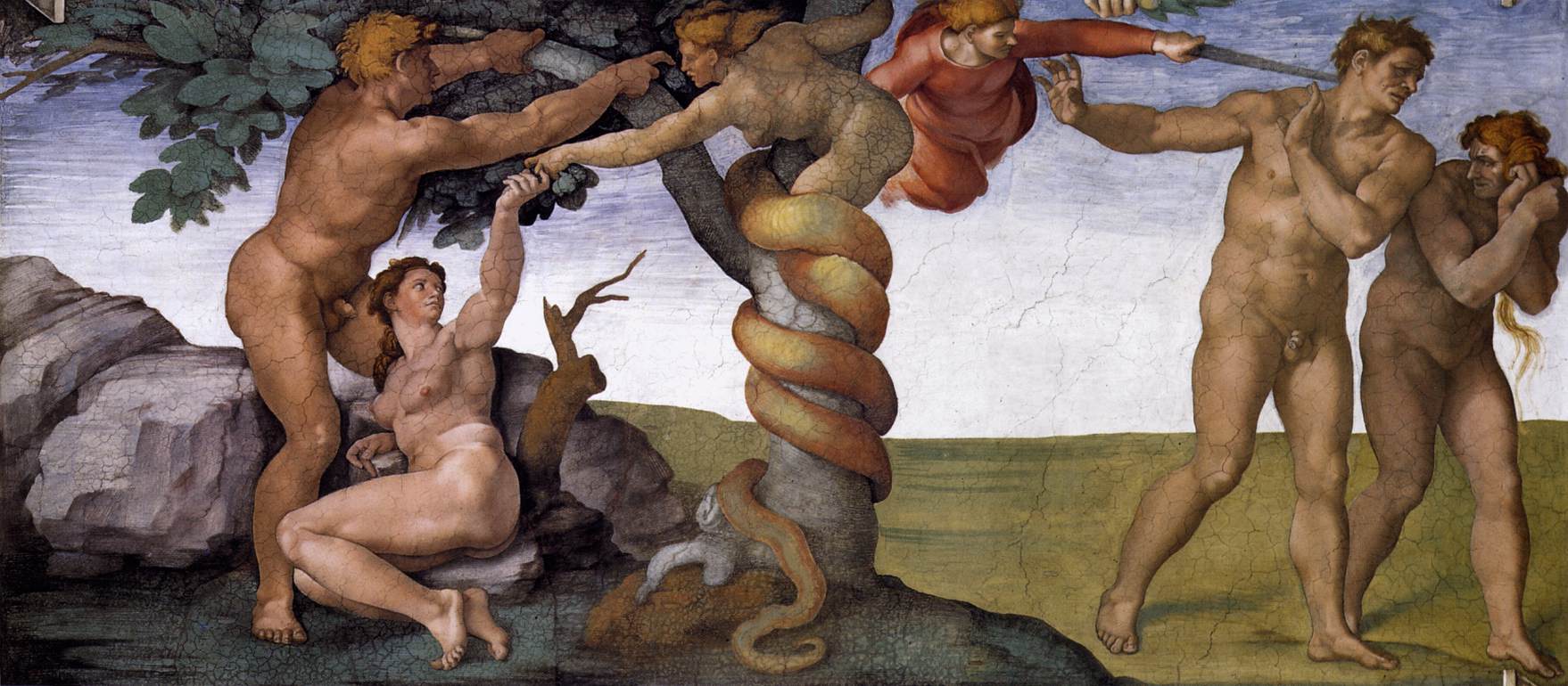Изгнание из Рая. Фреска Микеланджело, 1509-10
