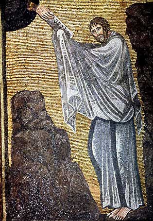 Моше и десять заповедей. Мозаика в монастыре Св. Екатерины на Синае, VI в.