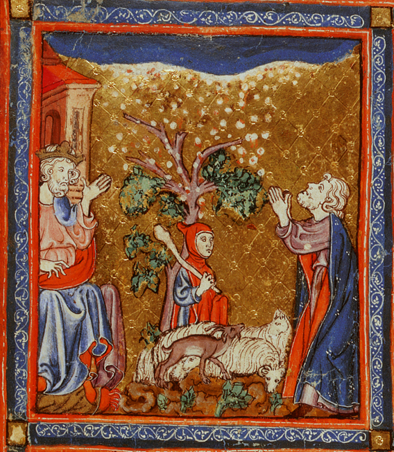 Седьмая казнь: град. Иллюстрация к Аггаде, XIV в.