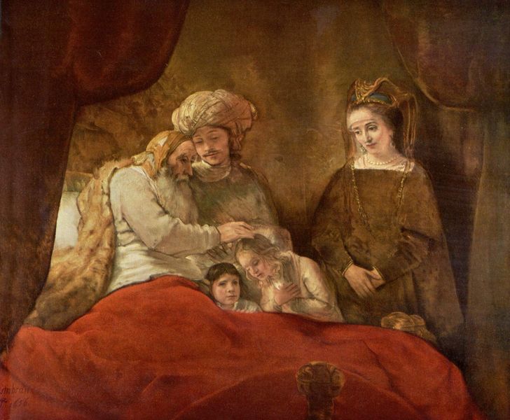 Йааков благословляет сыновей Йосефа. Рембрандт, 1656
