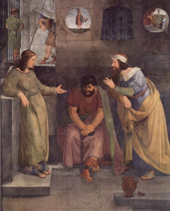 Йосеф в тюрьме толкует сновидения. Фридрих Вильгельм фон Шадов, 1817