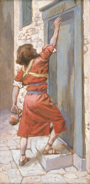 Израильтяне помечают дверные косяки кровью ягненка. Джеймс Тиссо, 1896-1902