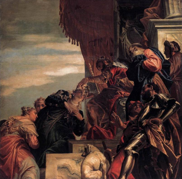 Ахашверош возлагает на голову Эстер царский венец. Паоло Веронезе, 1556